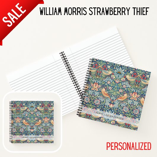 Aangepast merk William Morris Vogels Patroon Notitieboek