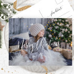 Aangepast, Merry kerstscript fotobedekking, Feestdagenkaart<br><div class="desc">Elegant en eenvoudig, briefkaart van de de vakantie van de douanefoto met prachtige "Zure Kerst"fotobekleding in moderne kalligrafie, met capaciteit om zich aan om het even welke positie "te bewegen en te slepen"om uw foto het best aan te passen door verder aan te passen, en redacteurshulpmiddel te gebruiken, met verbindingsknoop...</div>