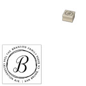 Aangepast met de hand getekende Circles Initiaal R Rubberstempel (Gestempeld)