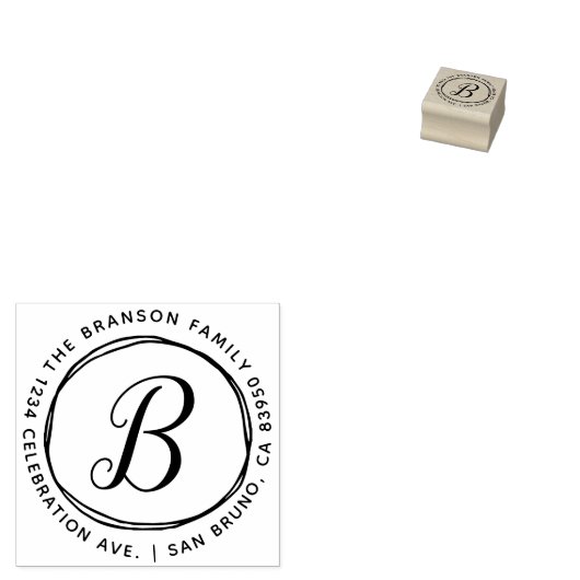 Aangepast met de hand getekende Circles Initiaal R Rubberstempel (Gestempeld)