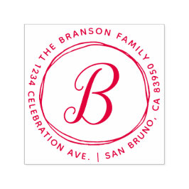 Aangepast met de hand getekende Circles Initiaal R Zelfinktende Stempel