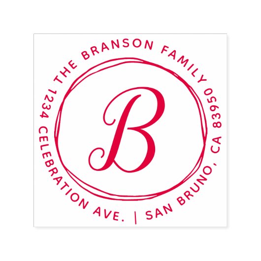 Aangepast met de hand getekende Circles Initiaal R Zelfinktende Stempel (Design)