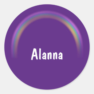 Aangepast met de naam Paarse regenbogen Ronde Sticker
