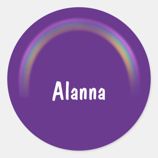 Aangepast met de naam Paarse regenbogen Ronde Sticker (Voorkant)