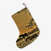 Aangepast met de naam Sunset paarden in sneeuw Kleine Kerstsok (Achterkant (Hangend))