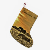 Aangepast met de naam Sunset paarden in sneeuw Kleine Kerstsok (Voorkant (Hangend))