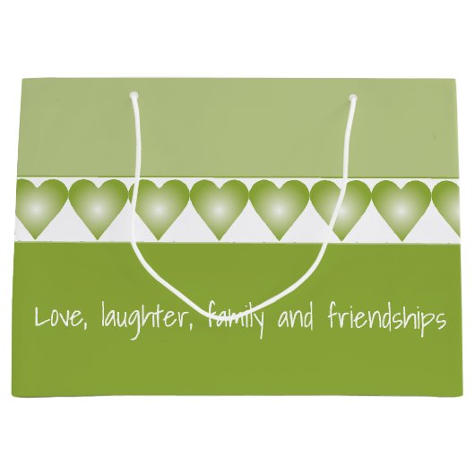 Aangepast met groen hartpatroon groot cadeauzakje (Voorkant)