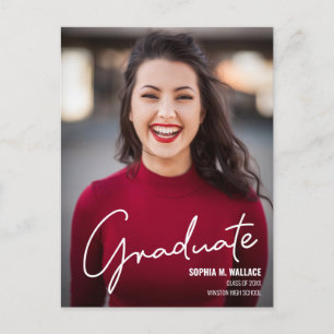 Aangepast met handlettering Afstuderen Foto Highsc Aankondigingskaart