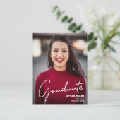 Aangepast met handlettering Afstuderen Foto Highsc Aankondigingskaart (Staand voorkant)