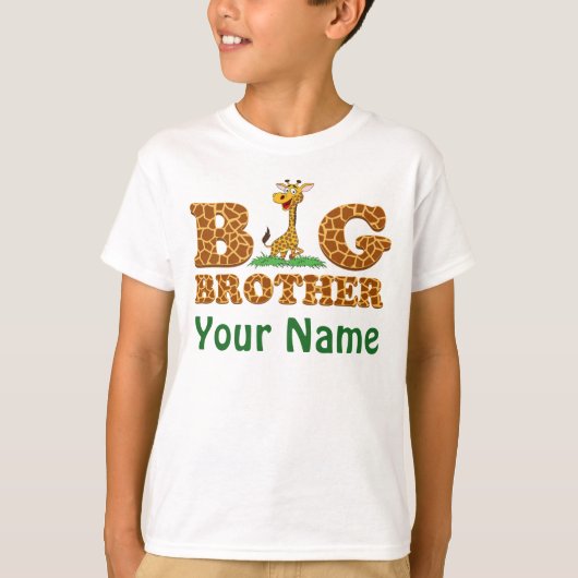 Aangepast met Jouw naam Giraffe Big Brother T-shirt (Voorkant)