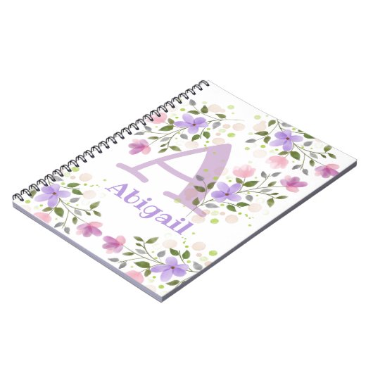 Aangepast met monogram en naam Abigail Notitieboek (Linkerzijde)