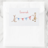 Aangepast met naam Kangaroo en Giraffe Rechthoekige Sticker (Tas)