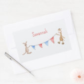 Aangepast met naam Kangaroo en Giraffe Rechthoekige Sticker (Envelop)