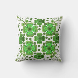 Aangepast Metallic Groen Klaver & Spiraalpatroon Kussen