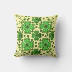 Aangepast Metallic Groen Klaver & Spiraalpatroon  Kussen