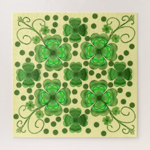 Aangepast Metallic Groen Klaver & Spiraalpatroon 