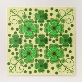 Aangepast Metallic Groen Klaver & Spiraalpatroon Legpuzzel