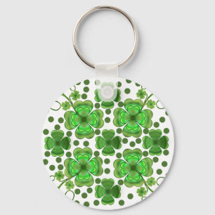 Aangepast Metallic Groen Klaver & Spiraalpatroon  Sleutelhanger