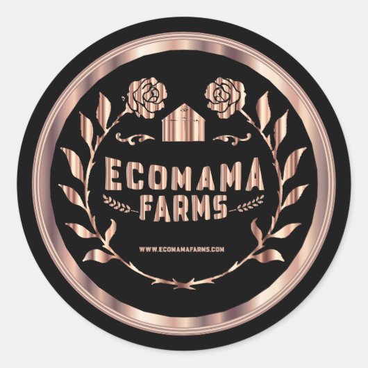 Aangepast - Metallic Roos Goud en Zwart -2 Ronde Sticker (Voorkant)