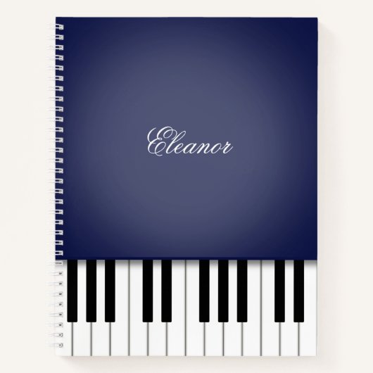 Aangepast midnight Blue Piano-muziektoetsenbord Notitieboek (Voorkant)