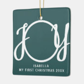 Aangepast Mijn eerste kerstfoto Green Keepsake Keramisch Ornament (Links)