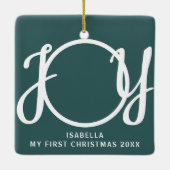 Aangepast Mijn eerste kerstfoto Green Keepsake Keramisch Ornament (Achterkant)