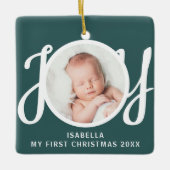 Aangepast Mijn eerste kerstfoto Green Keepsake Keramisch Ornament (Voorkant)