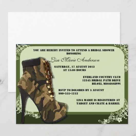 Aangepast militair Vrijgezellenfeest Camouflage no Kaart (Voorkant / Achterkant)