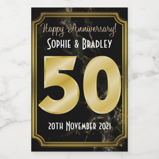 Aangepast Mini 50th Wedding-Jubileum Wijn Etiket (Enkel label)