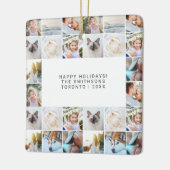 Aangepast minimaal eenvoudig fotocollagenraster keramisch ornament (Links)