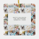 Aangepast minimaal eenvoudig fotocollagenraster keramisch ornament<br><div class="desc">Aangepaste minimale eenvoudige fotocollage raster familie Keramische Ornament Kerst</div>