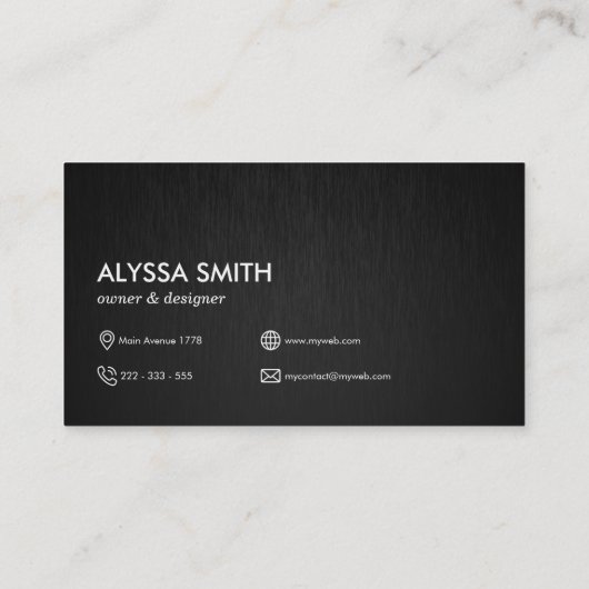 Aangepast minimaal metaal, modern, eenvoudig visitekaartje (Achterkant)