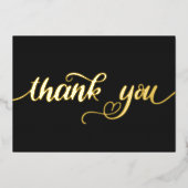 Aangepast, minimaal modern, geluid zwart Dank u Folie Feestdagenkaart (Voorkant)