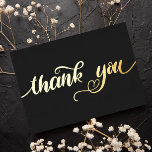 Aangepast, minimaal modern, geluid zwart Dank u Folie Feestdagenkaart