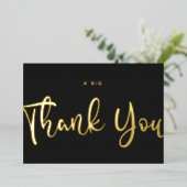 Aangepast, minimaal modern, hartelijk dank, zwart folie feestdagenkaart (Staand Voorkant)