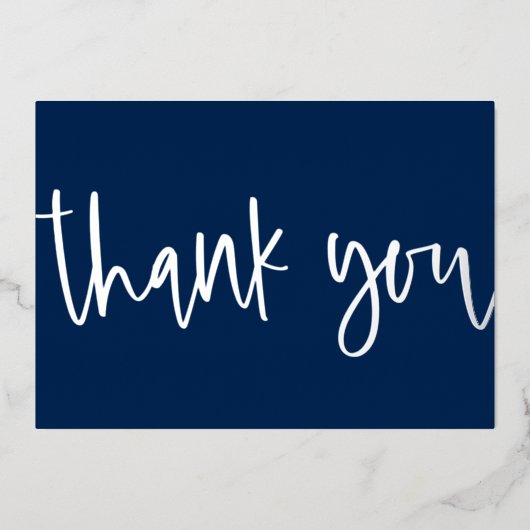 Aangepast minimaal modern script Navy Blue Bedankt Folie Feestdagenkaart (Voorkant)
