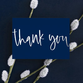 Aangepast minimaal modern script Navy Blue Bedankt Folie Feestdagenkaart