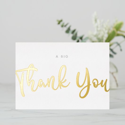 Aangepast, minimaal modern script wit, veel dank folie feestdagenkaart (Staand Voorkant)