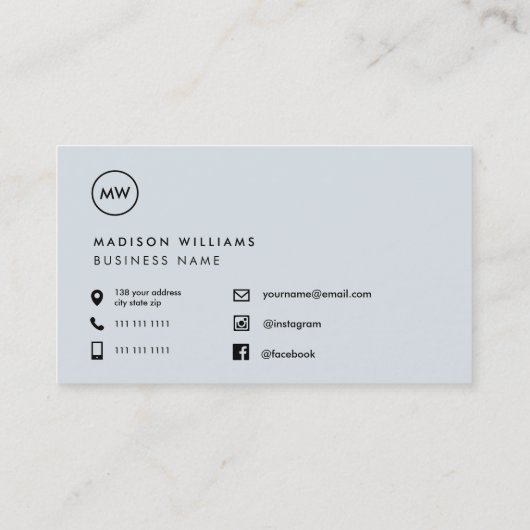 Aangepast minimaal monogram Visitekaartje (Achterkant)