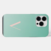 Aangepast minimaal verloop Teal Modern Monogram iPhone Hoesje (Achterkant horizontaal)
