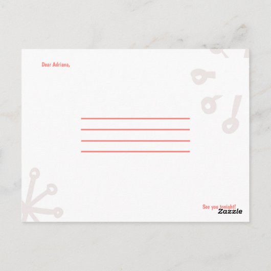 Aangepast - minimale rode pictogrammen op zaterdag briefkaart (Achterkant)