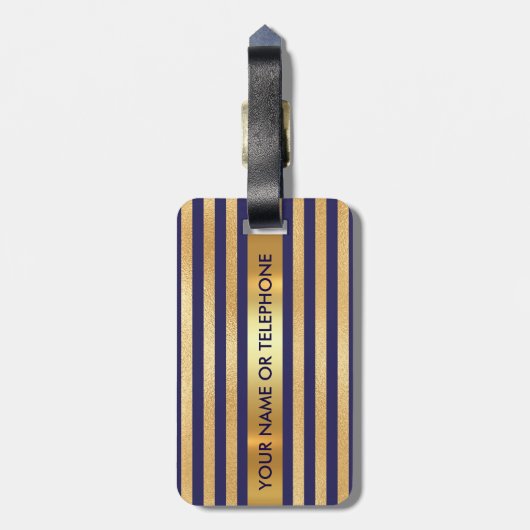 Aangepast minimalisme van de gouden marinesnelpen bagagelabel (Achterkant verticaal)