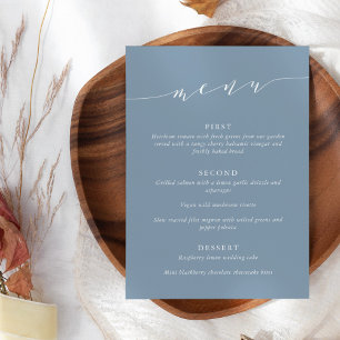 Aangepast minimalistisch Klassieke usty Blue Weddi Menu