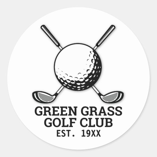 Aangepast minimalistisch logoontwerp voor golfclub ronde sticker (Voorkant)