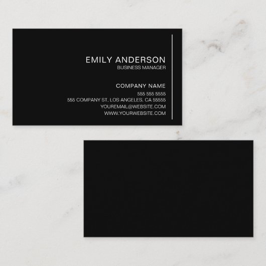 Aangepast minimalistisch zwart professioneel Visit Visitekaartje (Voorkant / Achterkant)