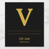Aangepast Minimalistisch Zwart Wijn Etiket (Enkel label)