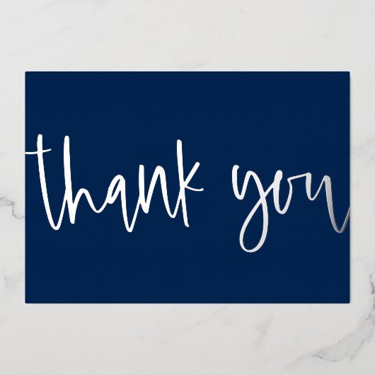 Aangepast minimumniveau voor moderne Script Navy B Folie Feestdagenkaart (Voorkant)