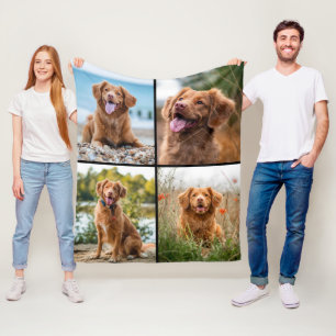 Aangepast modern 4 Photo Collage Dog Fleece Deken