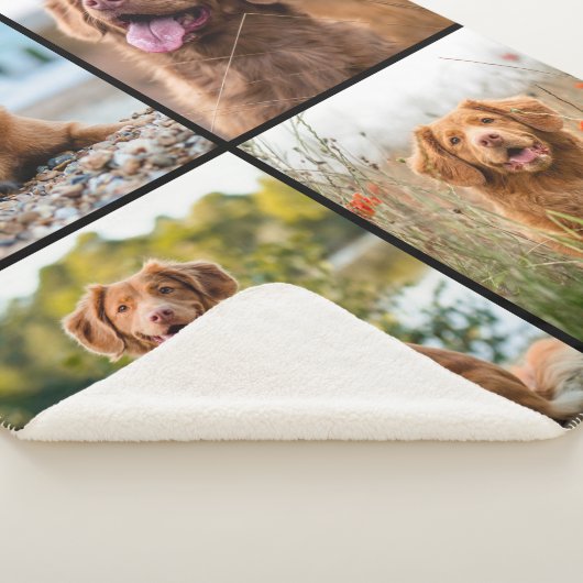 Aangepast modern 4 Photo Collage Dog Sherpa Deken (3/4)