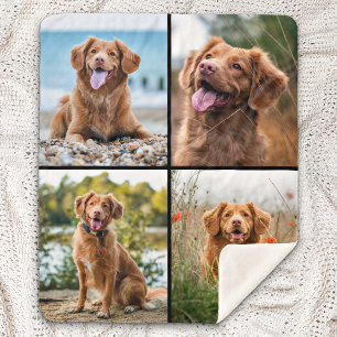 Aangepast modern 4 Photo Collage Dog Sherpa Deken